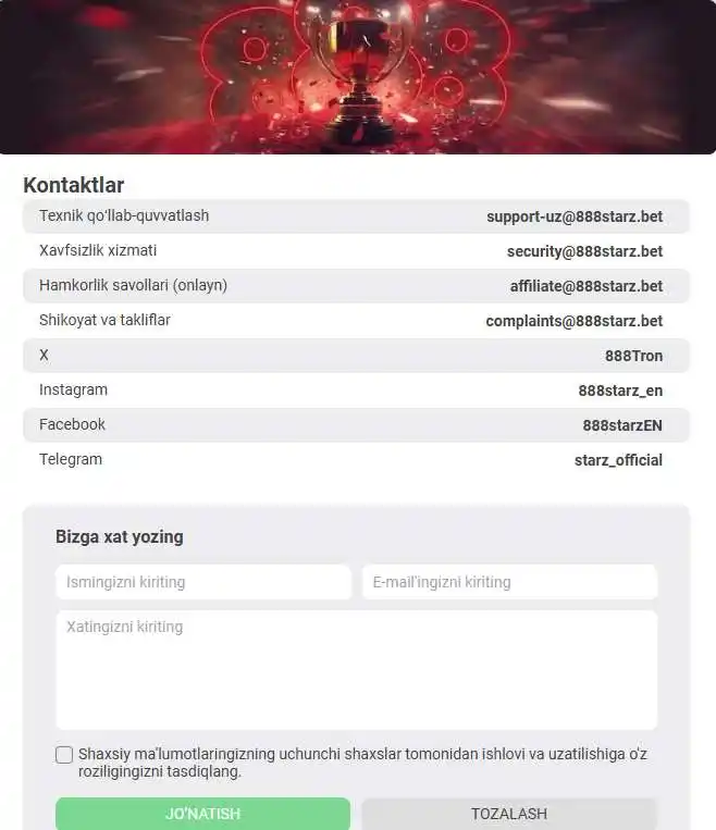 Texnik yordam xizmati kontaktlari ro‘yxati